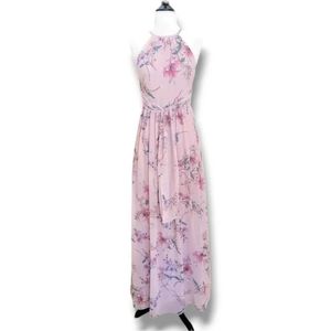 Monique Lhuillier Floral Maxi Dress Gown Pink Size0